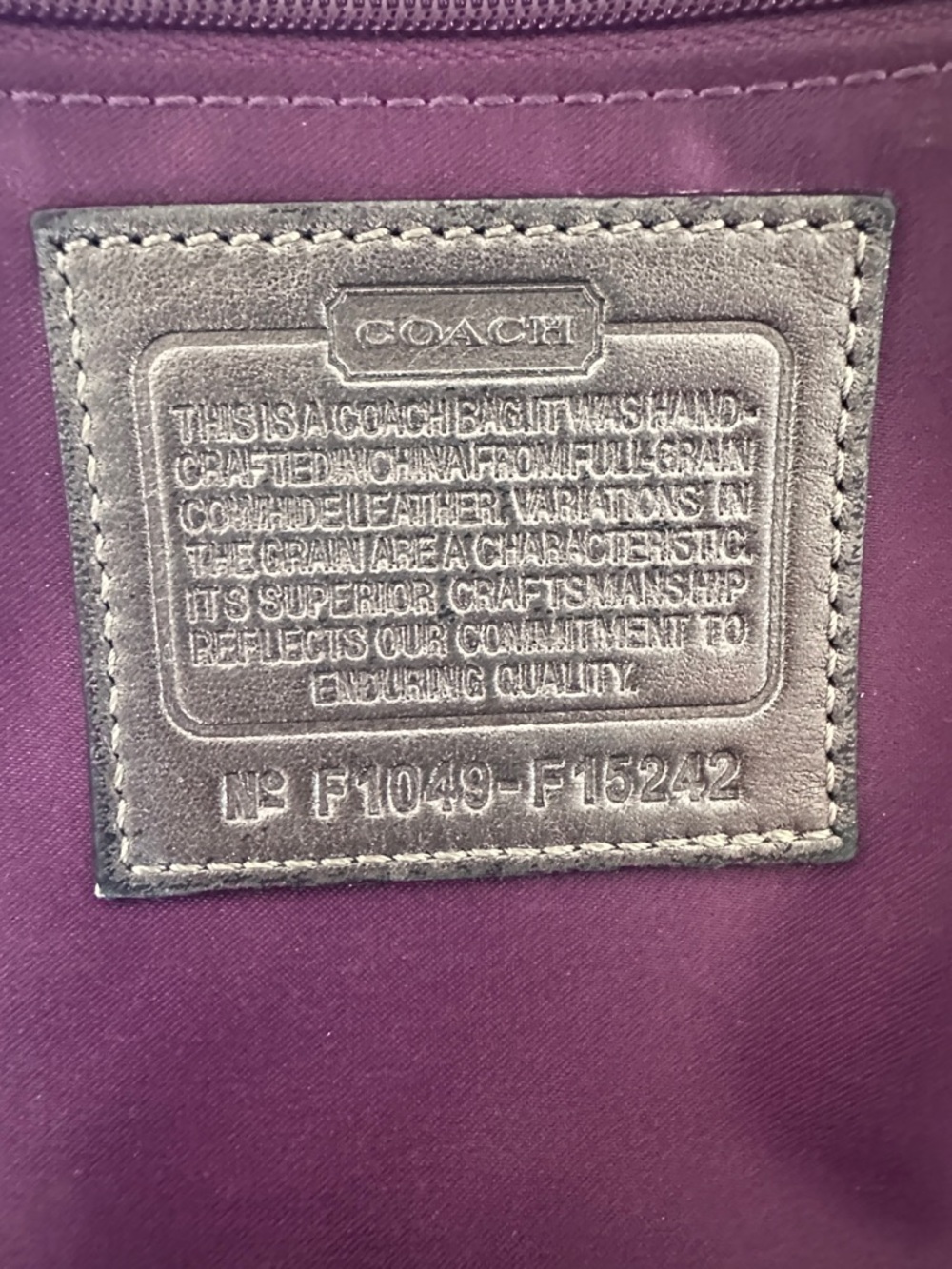 Coach F1049-F15242 Metallic Gray Gunmetal Embossed Leather Satchel Tote Bag - Picture 13 of 16